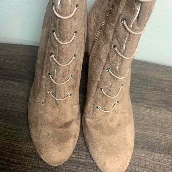 Chinese Laundry Tan Suede Over the Knee Boots tie in front 9 - Picture 3 of 8
